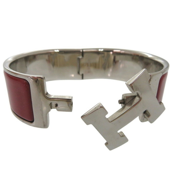 HERMES Red Enamel Metal H Motif Click-Clack Bracelet 18.7cm - Picture 4 of 11